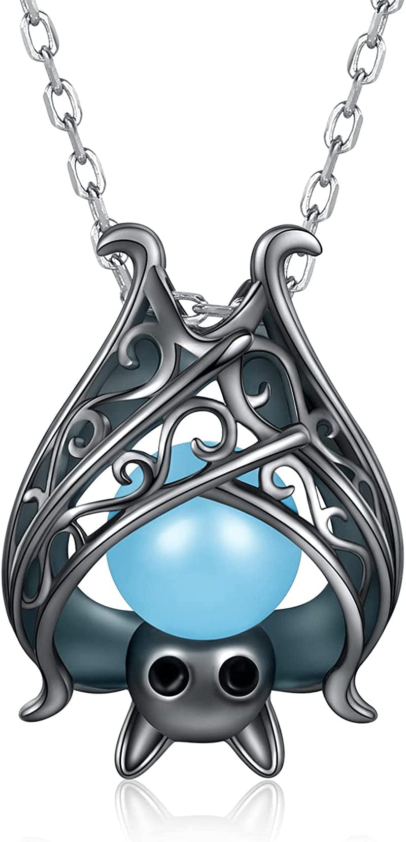 925 Sterling Silver Bat Necklace Earrings Bracelet Cute Animal Glowing in the Dark Halloween Jewelry Gift for Women Girl Black Bat