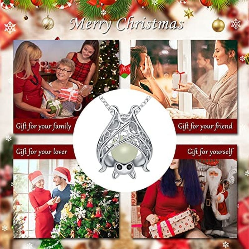 925 Sterling Silver Bat Necklace Earrings Bracelet Cute Animal Glowing in the Dark Halloween Jewelry Gift for Women Girl