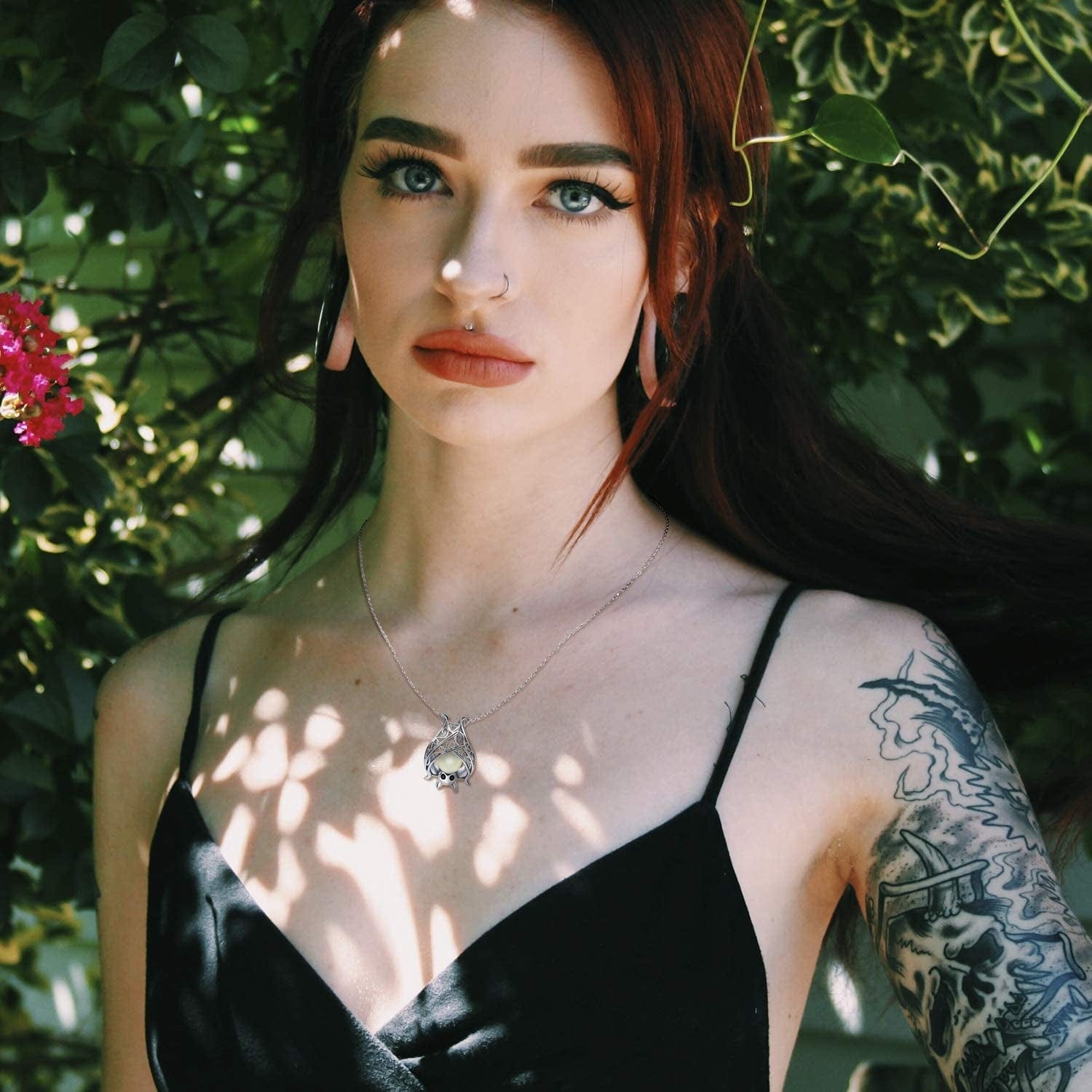 925 Sterling Silver Bat Necklace Earrings Bracelet Cute Animal Glowing in the Dark Halloween Jewelry Gift for Women Girl