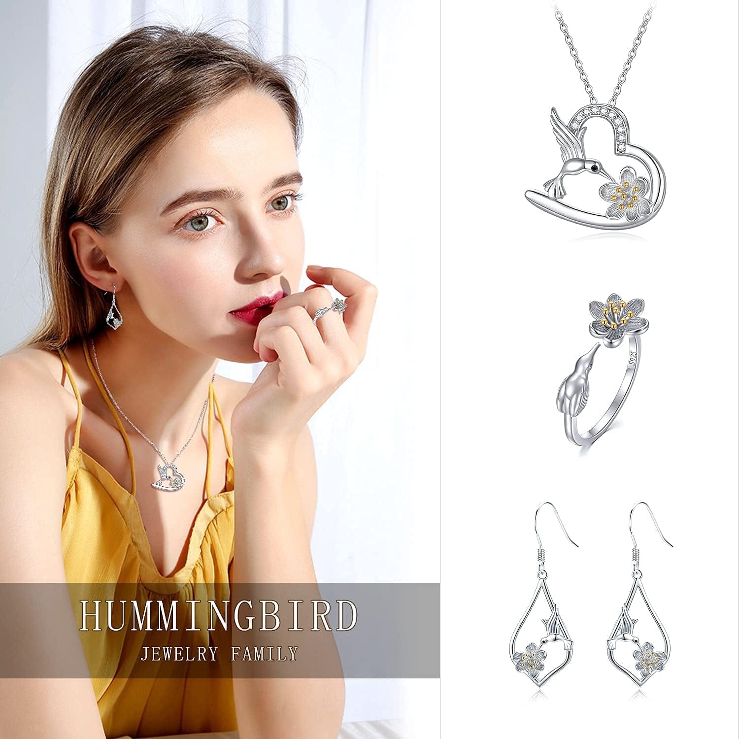 925 Sterling Silver Bee/Hummingbird/Cardinal/Giraffe Drop Dangle Earrings Jewelry Gifts for Women Friends