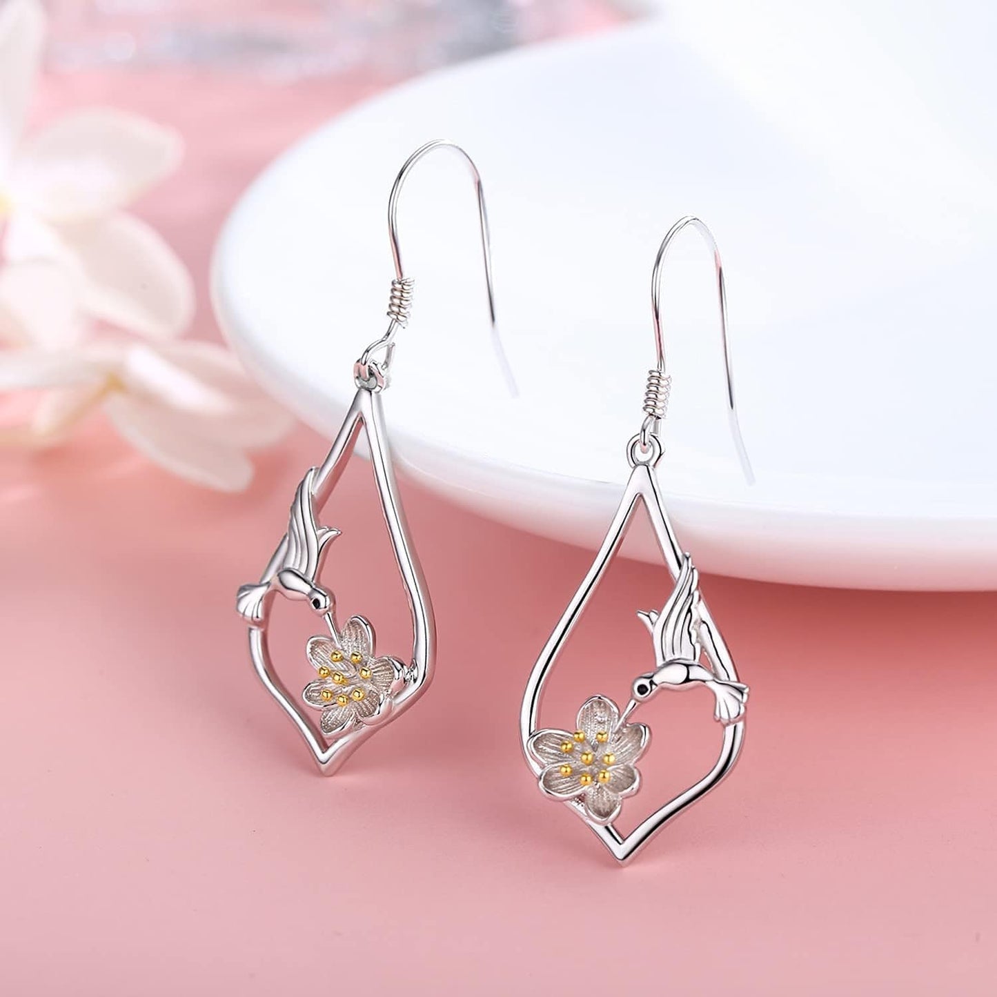 925 Sterling Silver Bee/Hummingbird/Cardinal/Giraffe Drop Dangle Earrings Jewelry Gifts for Women Friends