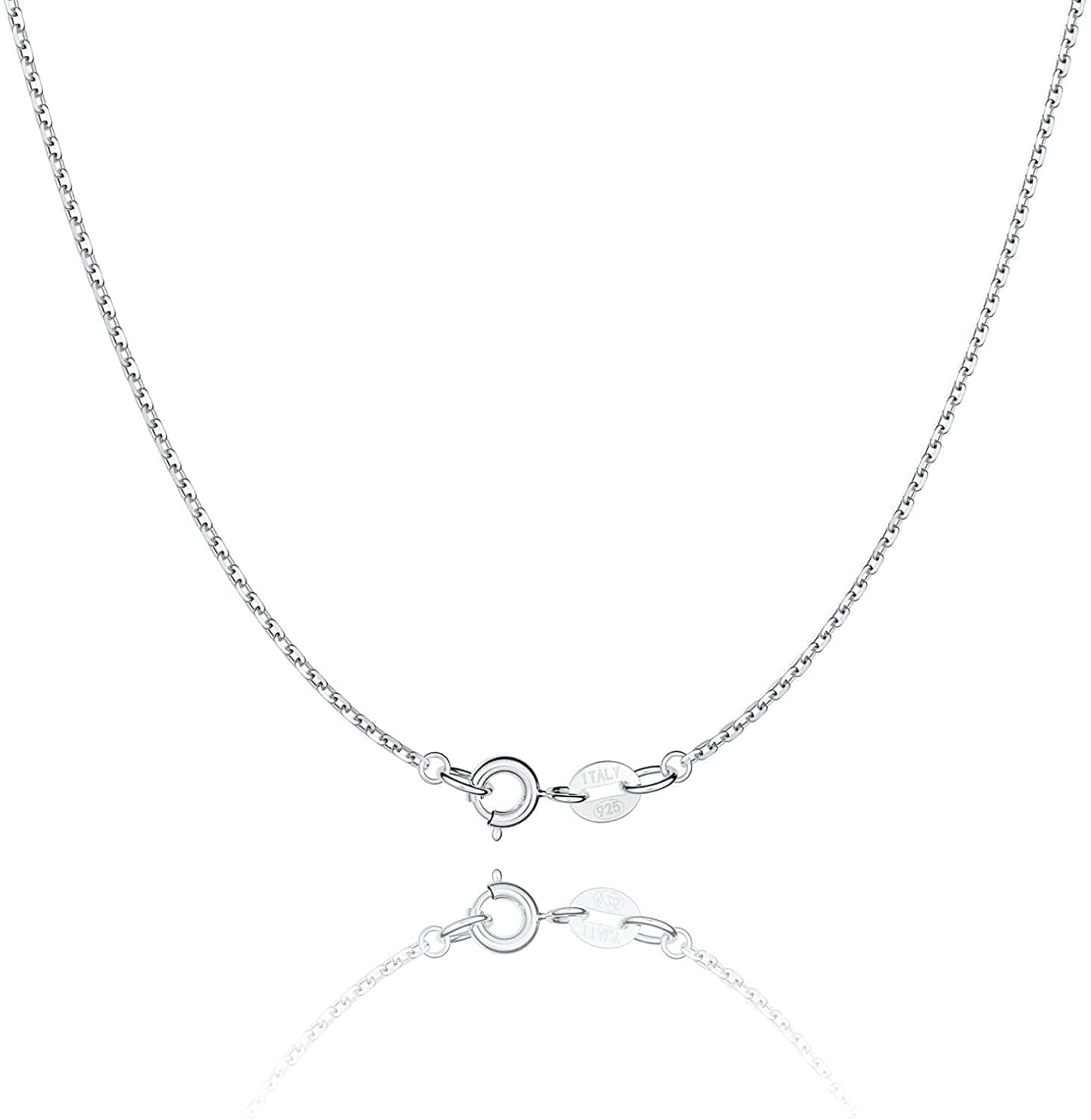 925 Sterling Silver Chain Necklace Chain for Women Girls 1.1Mm Cable Chain Necklace Upgraded Spring-Ring Clasp - Thin & Sturdy - Italian Quality 16/18/20/22/24 Inch 1.1mm / 20.0 Inches