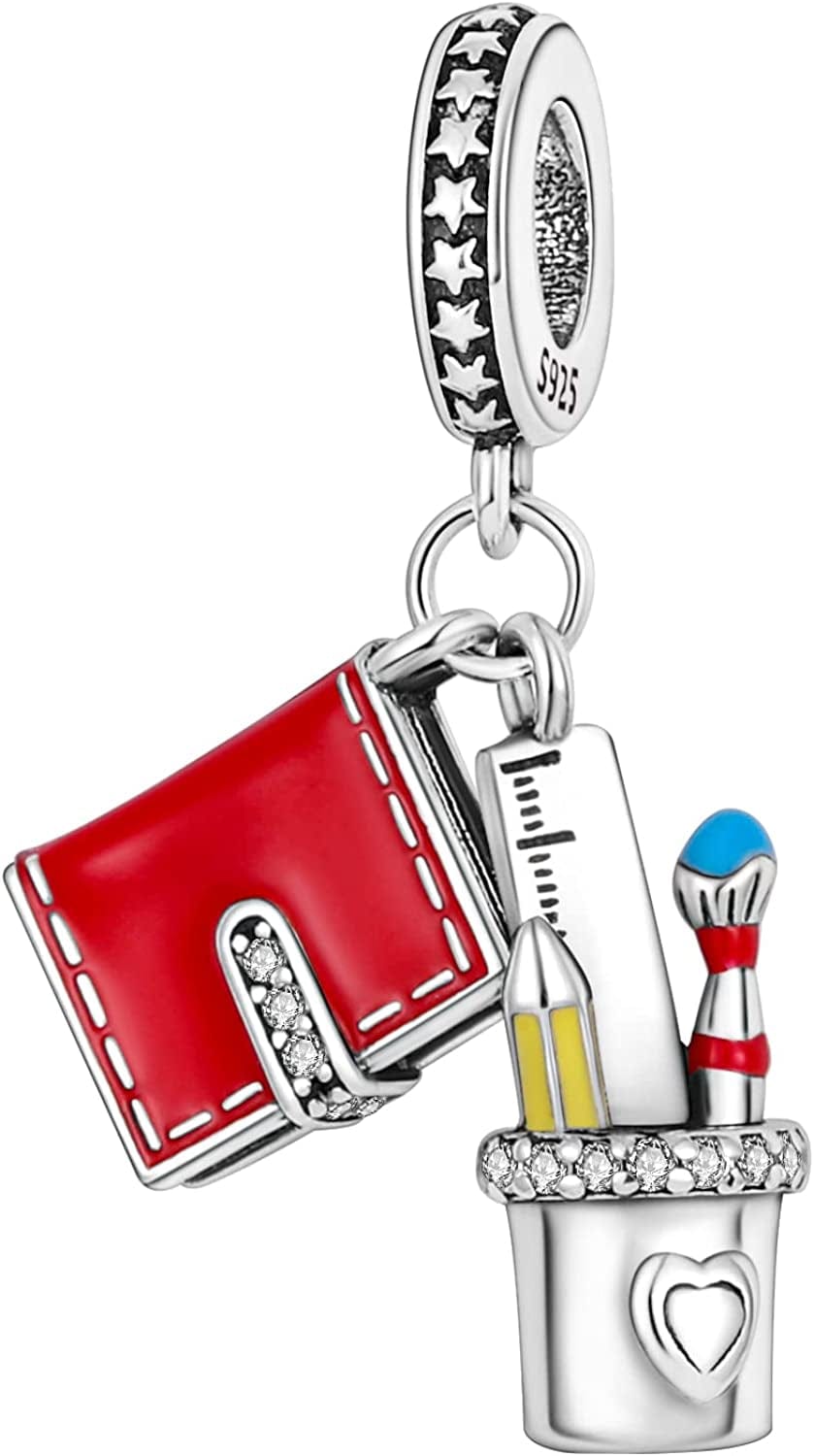 925 Sterling Silver Charms for Bracelets and Necklaces Airplane Passport Dangle Pendants Beads Butterfly Dragonfly Charms Jewelry Gift for Women Girls Notebook and Sets