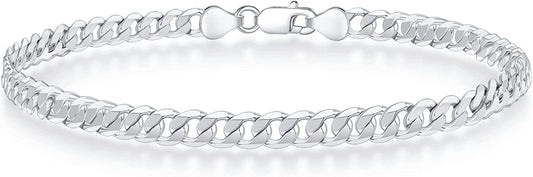 925 Sterling Silver Clasp 5Mm Cuban Link Chain Bracelets for Men Solid Diamond Cut Silver Bracelet for Men Mens Bracelet Chain Bracelets for Men Jewelry Men Gifts Apparel & Accessories > Jewelry > Bracelets BRIJEWNES Length:9 Inches