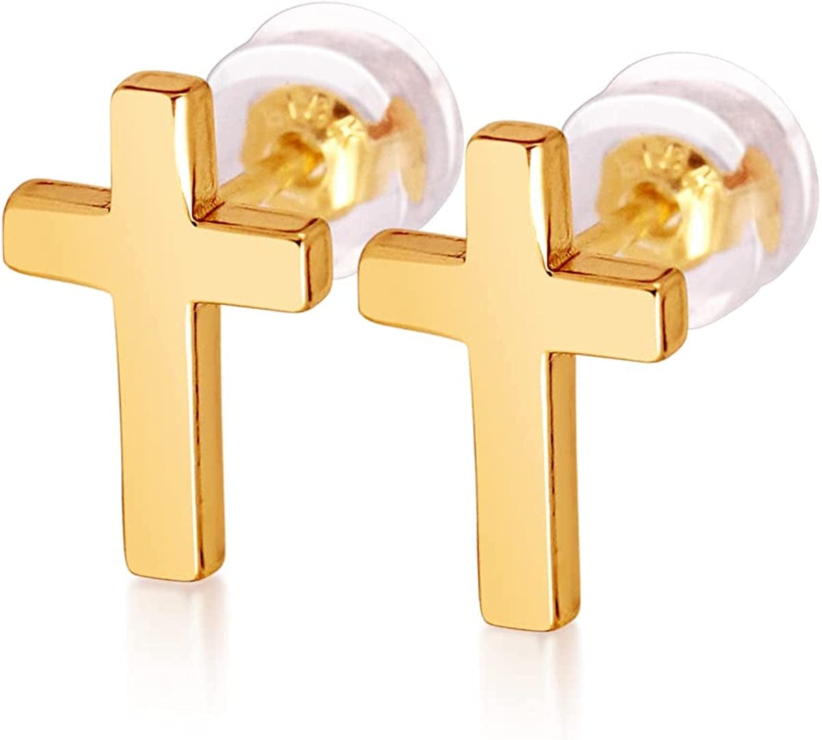 925 Sterling Silver Cross Stud Earrings Fashion Earrings Cross Earrings 18k Gold Plated