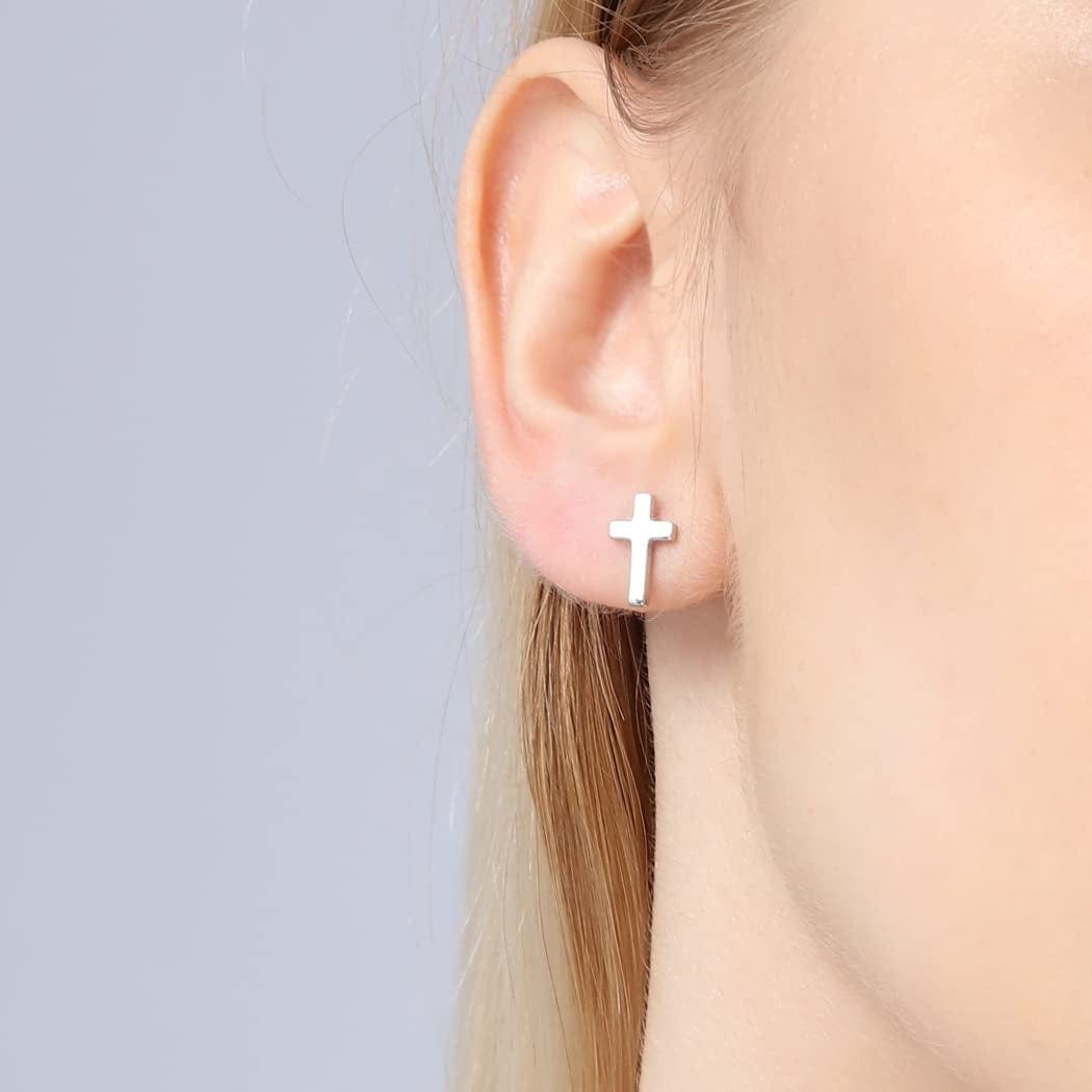 925 Sterling Silver Cross Stud Earrings Fashion Earrings Cross Earrings