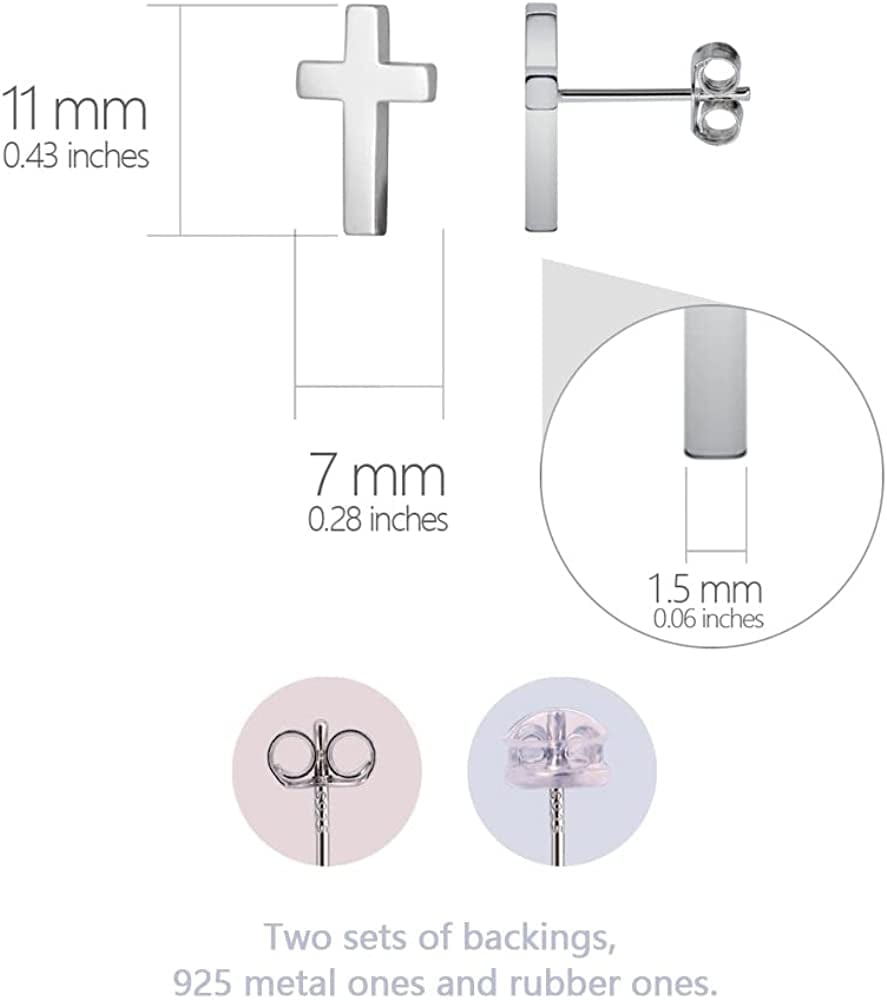 925 Sterling Silver Cross Stud Earrings Fashion Earrings Cross Earrings