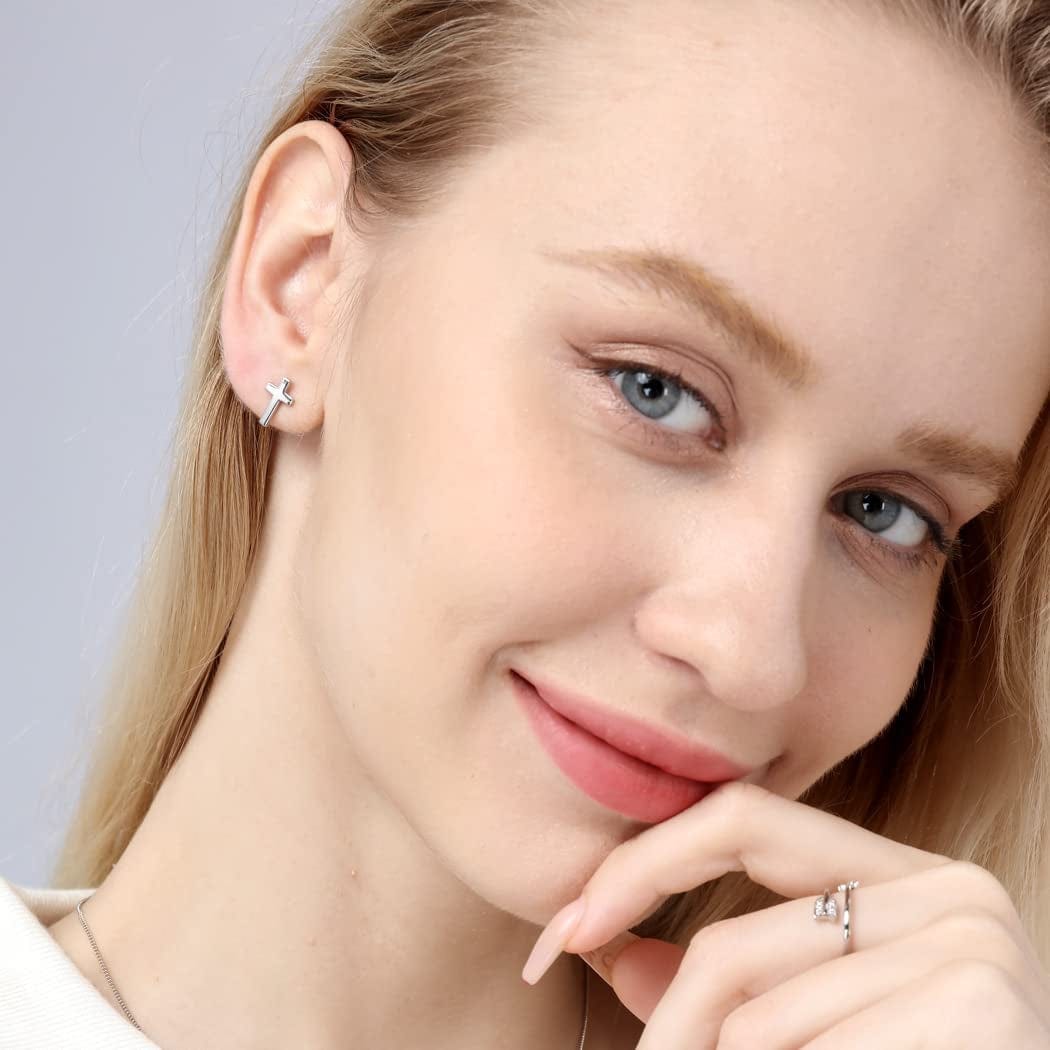 925 Sterling Silver Cross Stud Earrings Fashion Earrings Cross Earrings