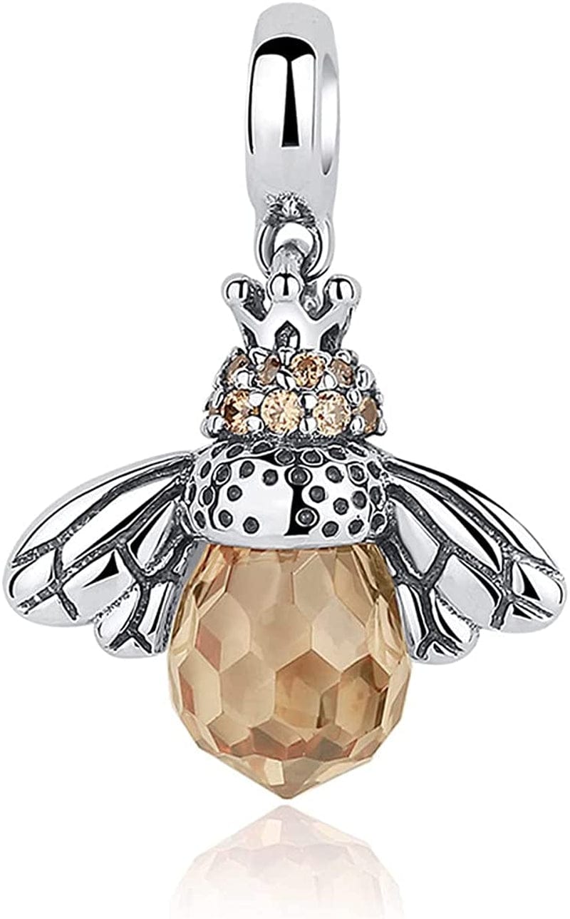 925 Sterling Silver Cute Bee Drop Earrings and Necklace Pendant Charm for Women Girls Bee Jewelry Set bee pendant