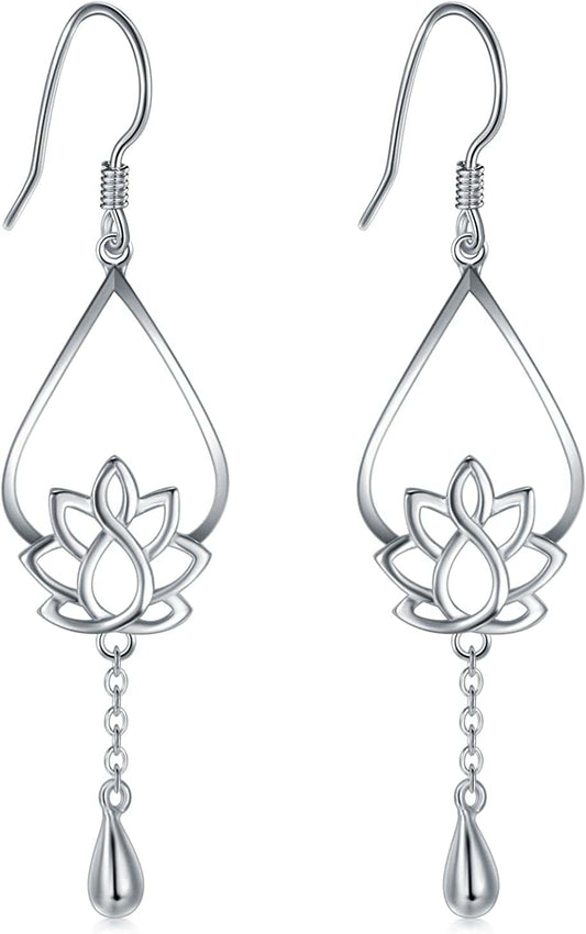 925 Sterling Silver Earrings, Boruo Lotus Flower Yoga Earrings Apparel & Accessories > Jewelry > Earrings BORUO Lotus Flower 1