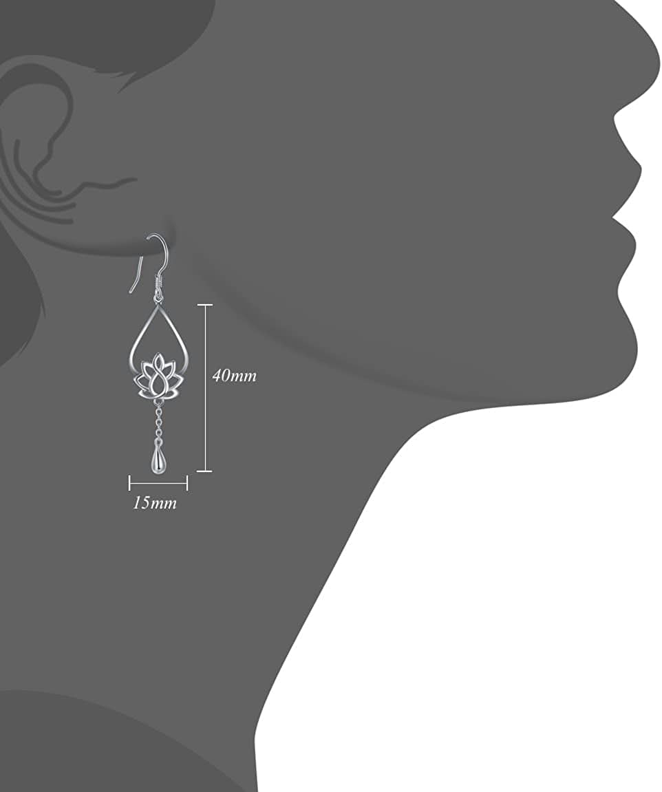 925 Sterling Silver Earrings, Boruo Lotus Flower Yoga Earrings Apparel & Accessories > Jewelry > Earrings BORUO