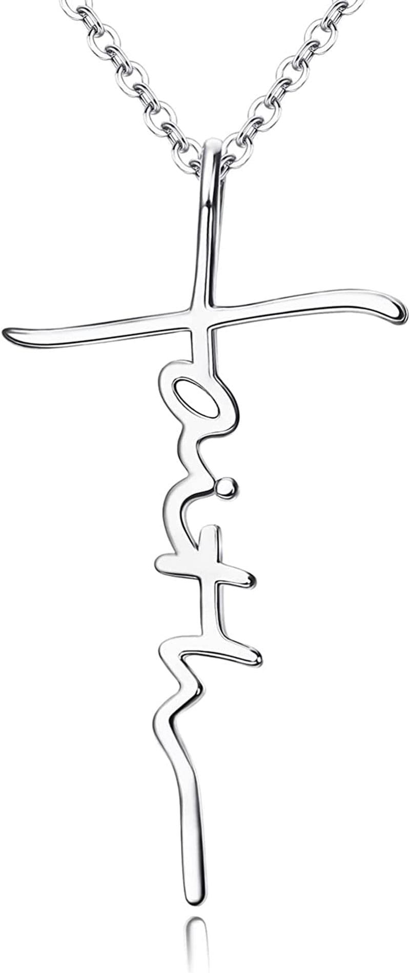 925 Sterling Silver Faith Cross Pendant Necklaces for Women 18K White Gold Plated Faith Cross Necklace Sideways Cross Pendant Necklaces Pendant Cross