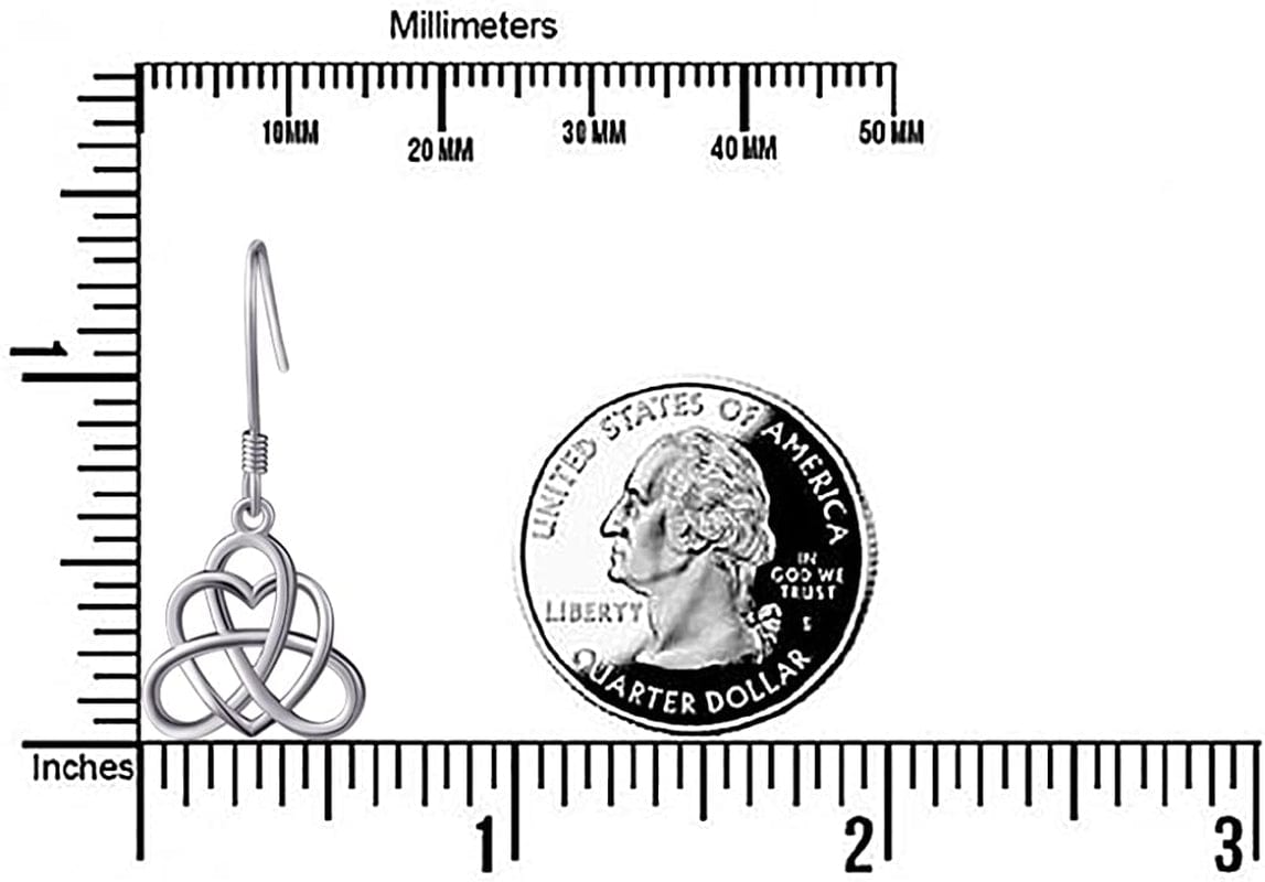 925 Sterling Silver Good Luck Vintage Irish Celtic Triquetra Knot Heart Pendant Necklace and Earrings Jewelry Set…