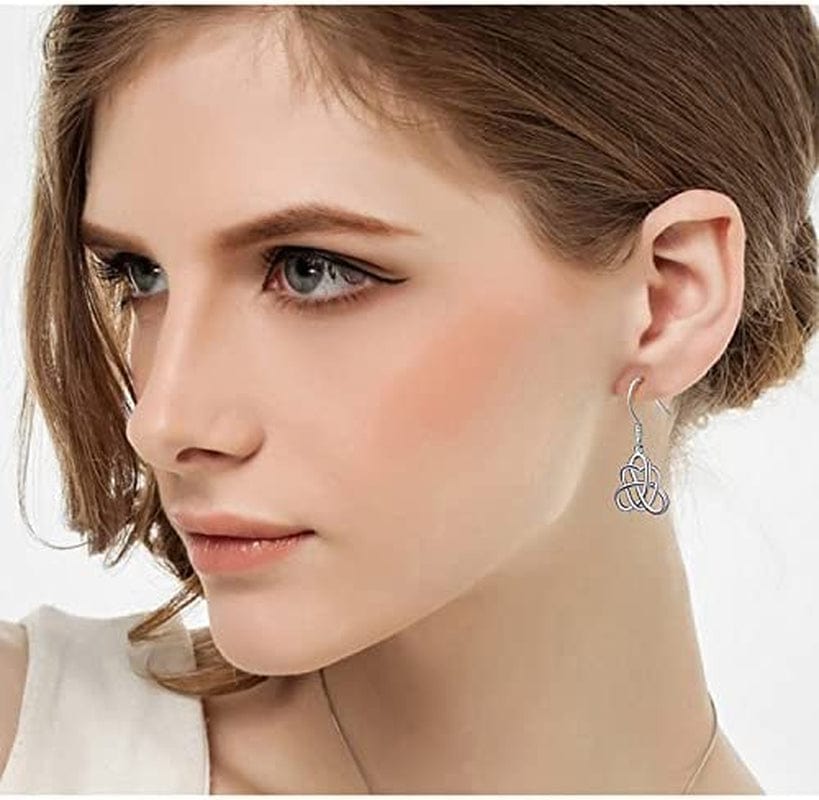 925 Sterling Silver Good Luck Vintage Irish Celtic Triquetra Knot Heart Pendant Necklace and Earrings Jewelry Set…