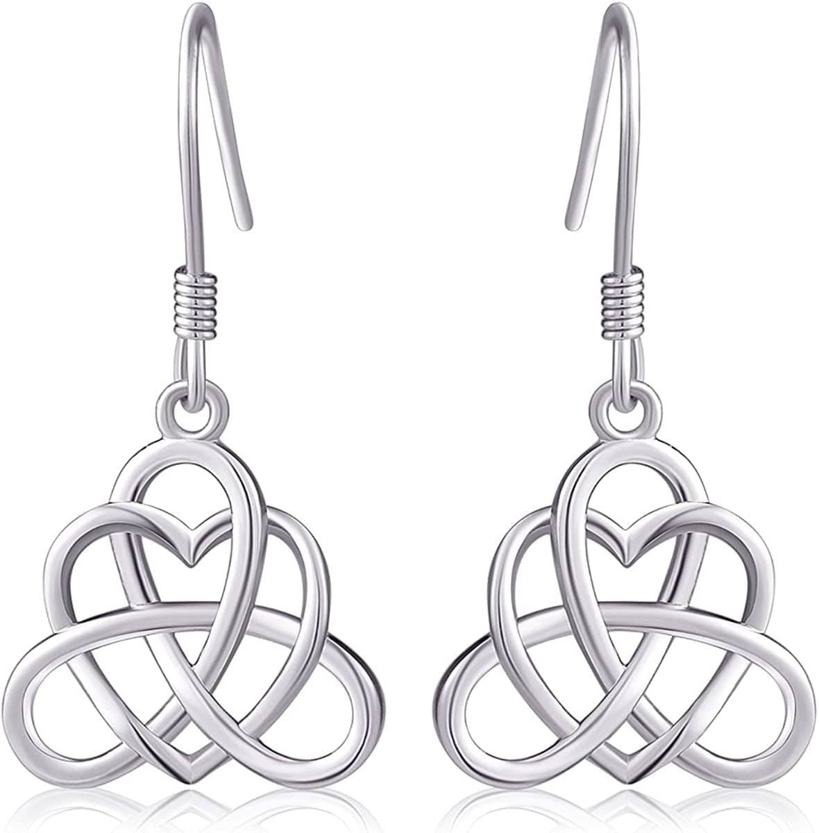 925 Sterling Silver Good Luck Vintage Irish Celtic Triquetra Knot Heart Pendant Necklace and Earrings Jewelry Set… Celtic Knot Earrings