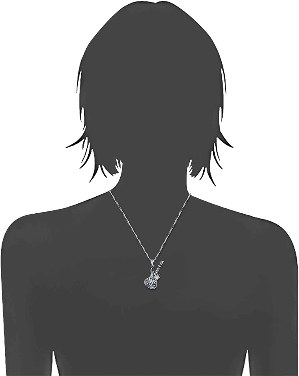 925 Sterling Silver Guitar Cremation Jewelry for Ash - Guitar Locket Urn Necklace Musical Memorial Pendant Bereavement Keepsake Gift for Loss of Guitarist or Music Lover