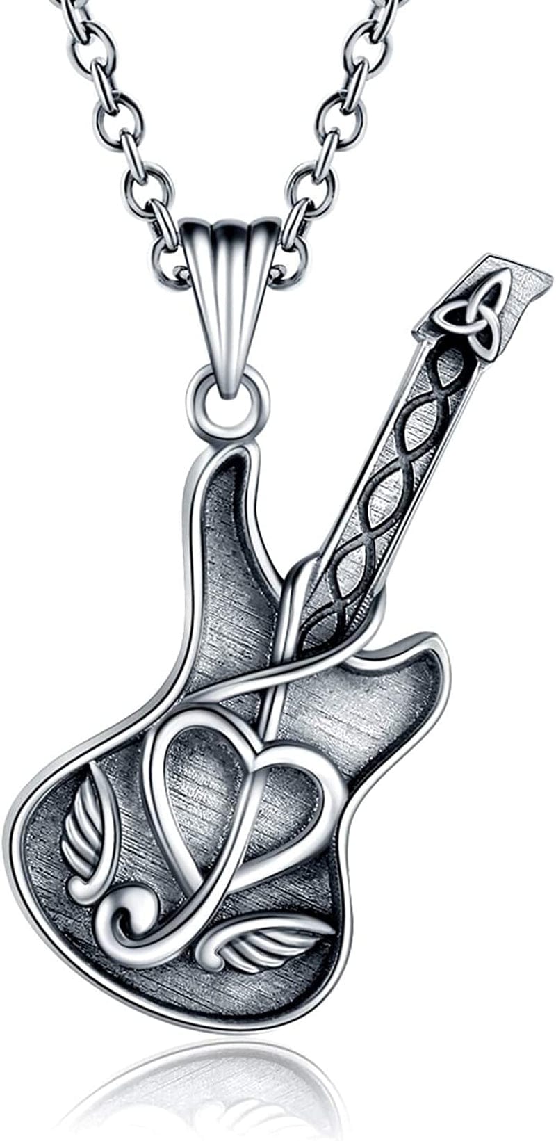 925 Sterling Silver Guitar Cremation Jewelry for Ash - Guitar Locket Urn Necklace Musical Memorial Pendant Bereavement Keepsake Gift for Loss of Guitarist or Music Lover guitar Urn holds ashes