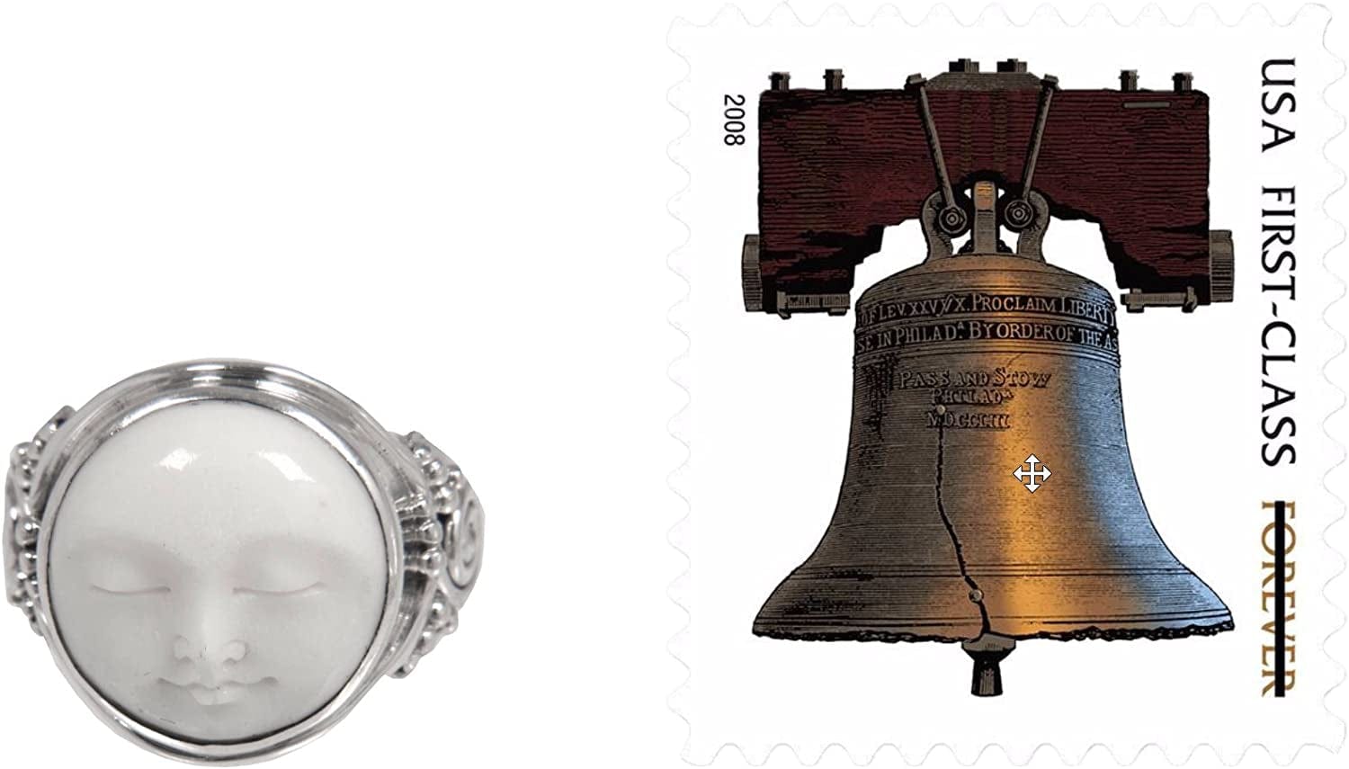 .925 Sterling Silver Handcrafted Cocktail Ring 'Face of the Moon'