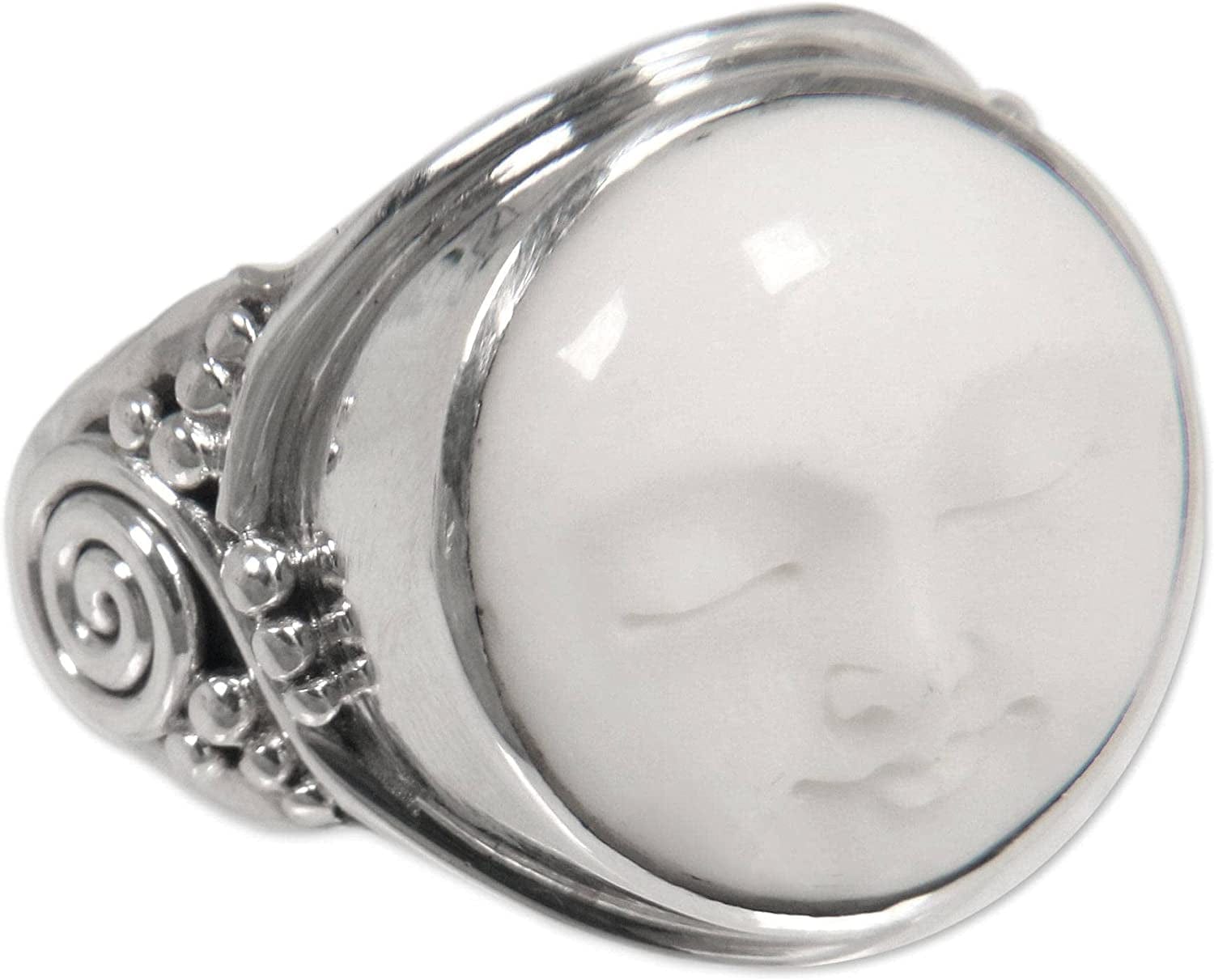 .925 Sterling Silver Handcrafted Cocktail Ring 'Face of the Moon' 7