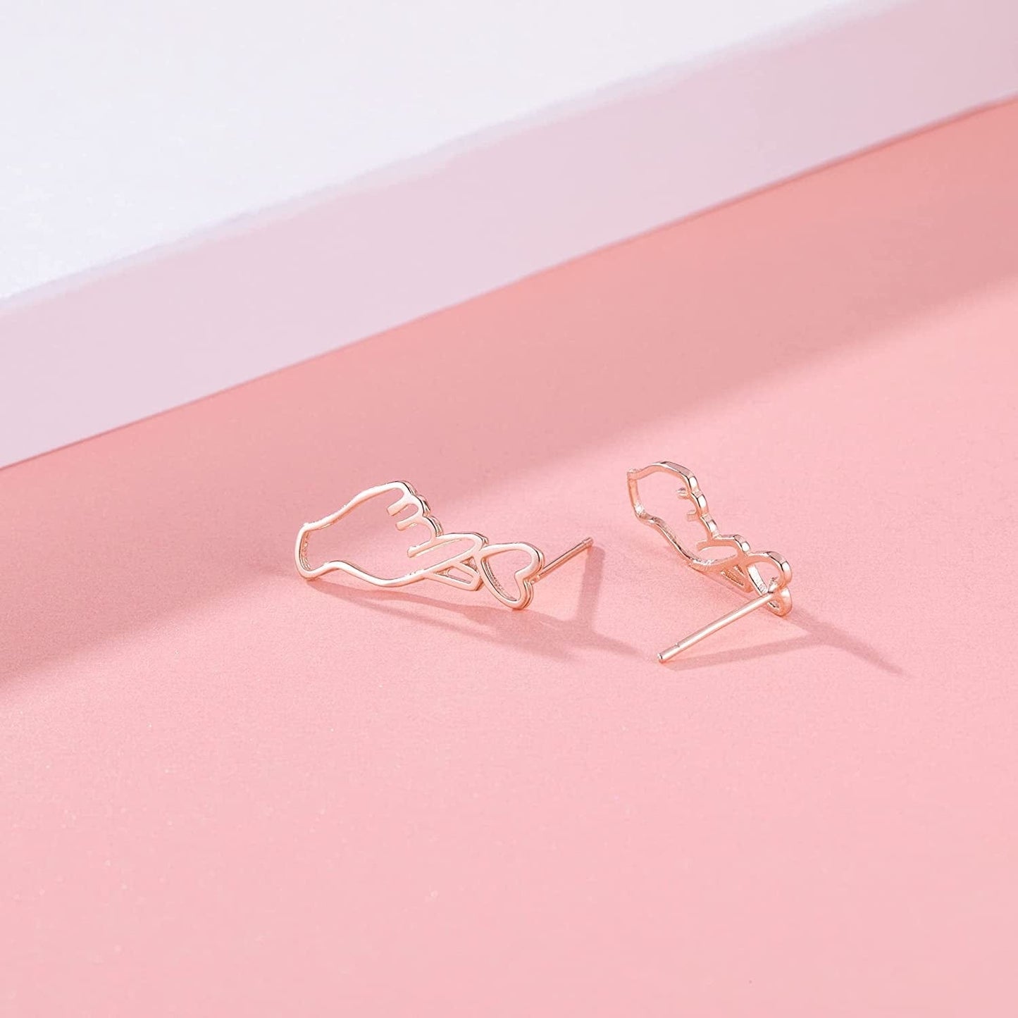 925 Sterling Silver Heart Studs Earrings for Women Teen Girls Unique Sweet Love Heart Earrings