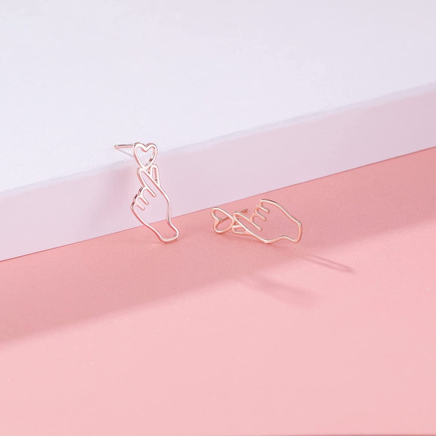 925 Sterling Silver Heart Studs Earrings for Women Teen Girls Unique Sweet Love Heart Earrings