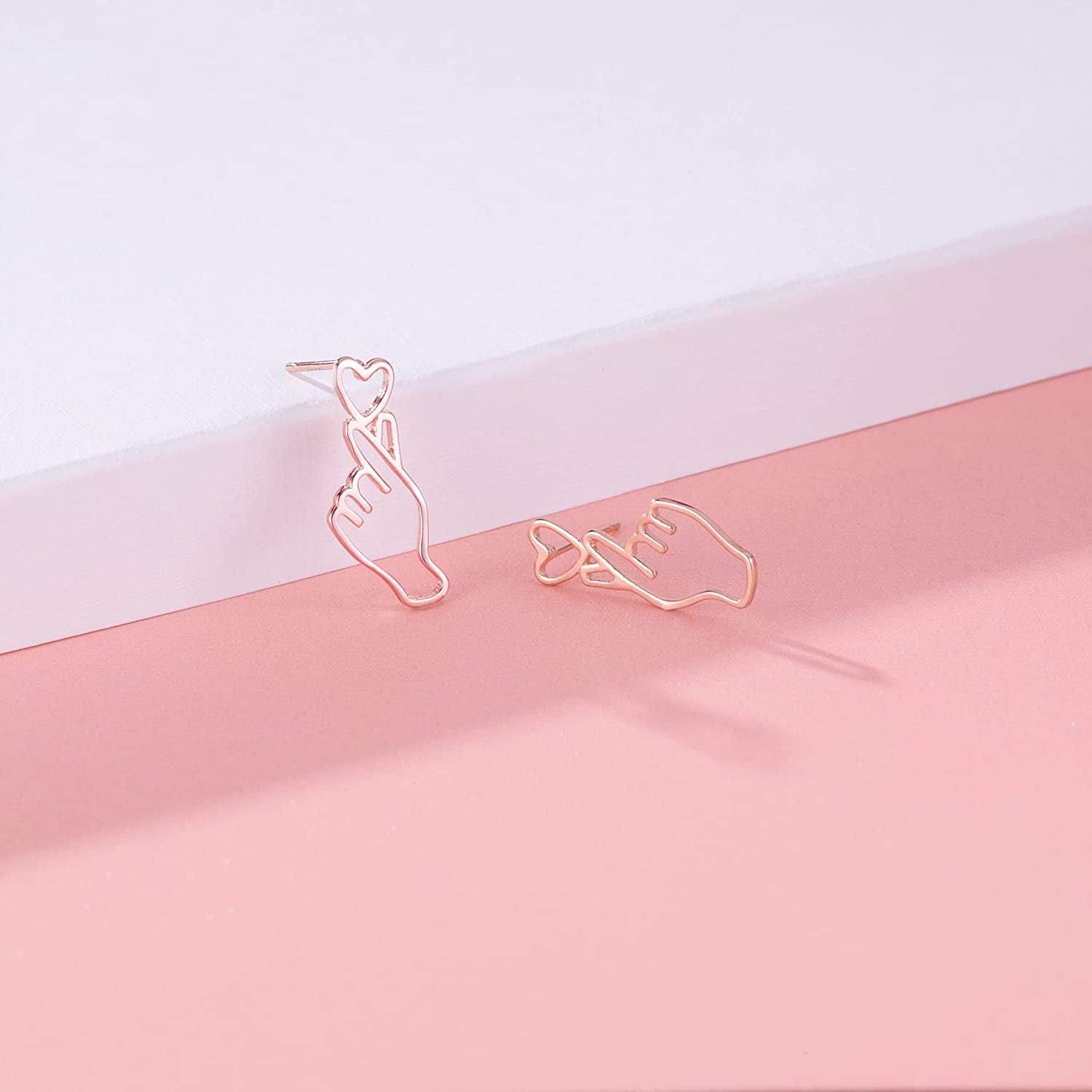 925 Sterling Silver Heart Studs Earrings for Women Teen Girls Unique Sweet Love Heart Earrings