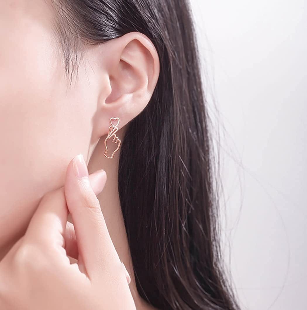 925 Sterling Silver Heart Studs Earrings for Women Teen Girls Unique Sweet Love Heart Earrings