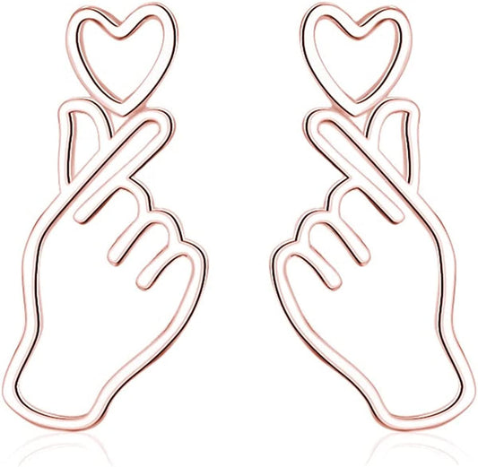 925 Sterling Silver Heart Studs Earrings for Women Teen Girls Unique Sweet Love Heart Earrings Rose Gold Plated