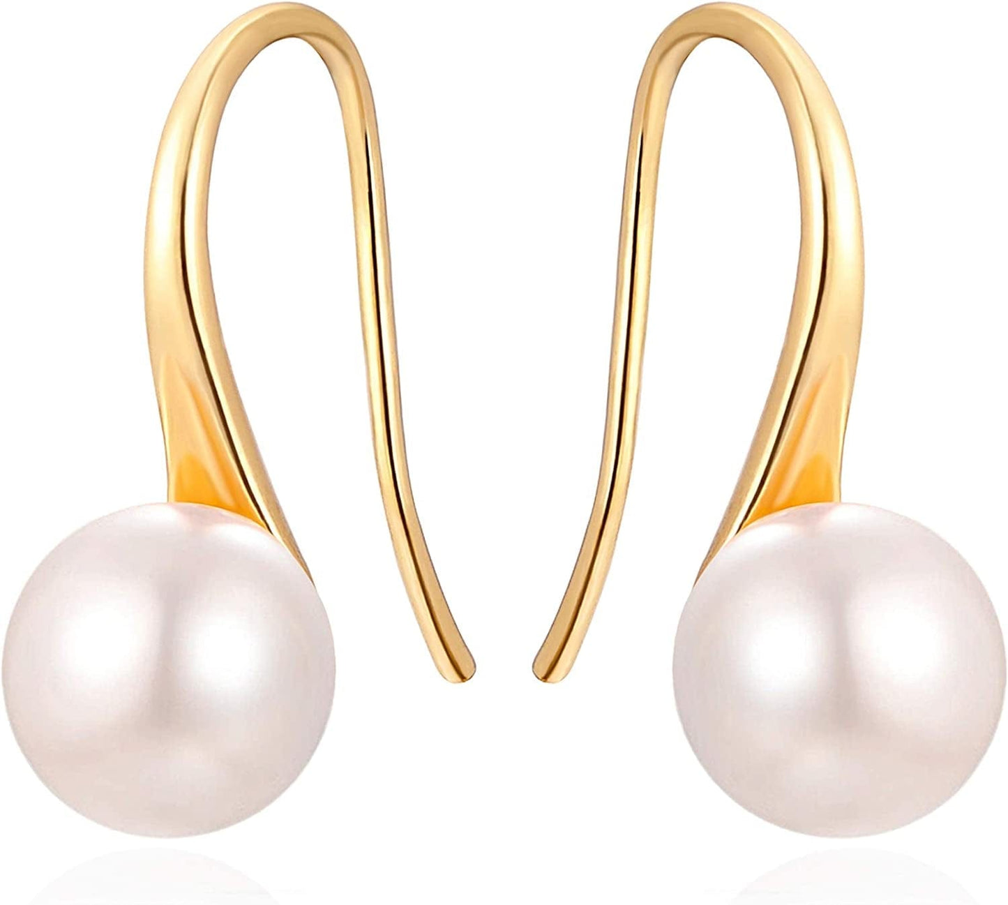 925 Sterling Silver Hoop Handpicked AAA+ Quality 7.5-8Mm White Freshwater Cultured Pearl Dangle Drop Earrings Jewelry for Women Girls Apparel & Accessories > Jewelry > Earrings PEARLADA 2. Gold