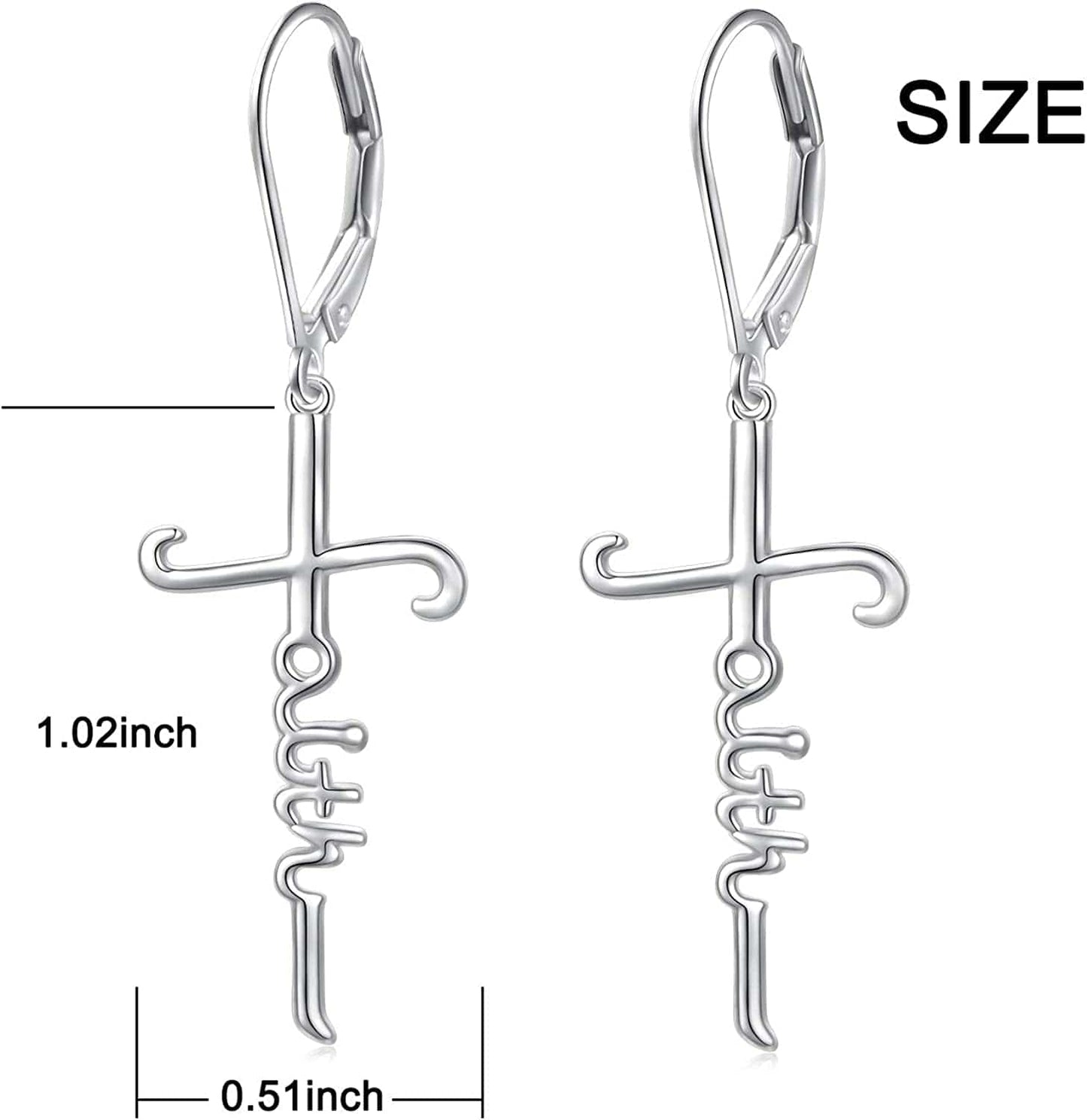 925 Sterling Silver Infinity Love of God Simple Dainty Faith Cross Dangle Earrings Religious Gift for Women Girls