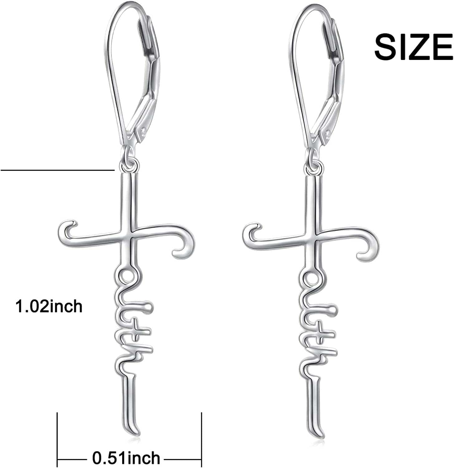925 Sterling Silver Infinity Love of God Simple Dainty Faith Cross Dangle Earrings Religious Gift for Women Girls