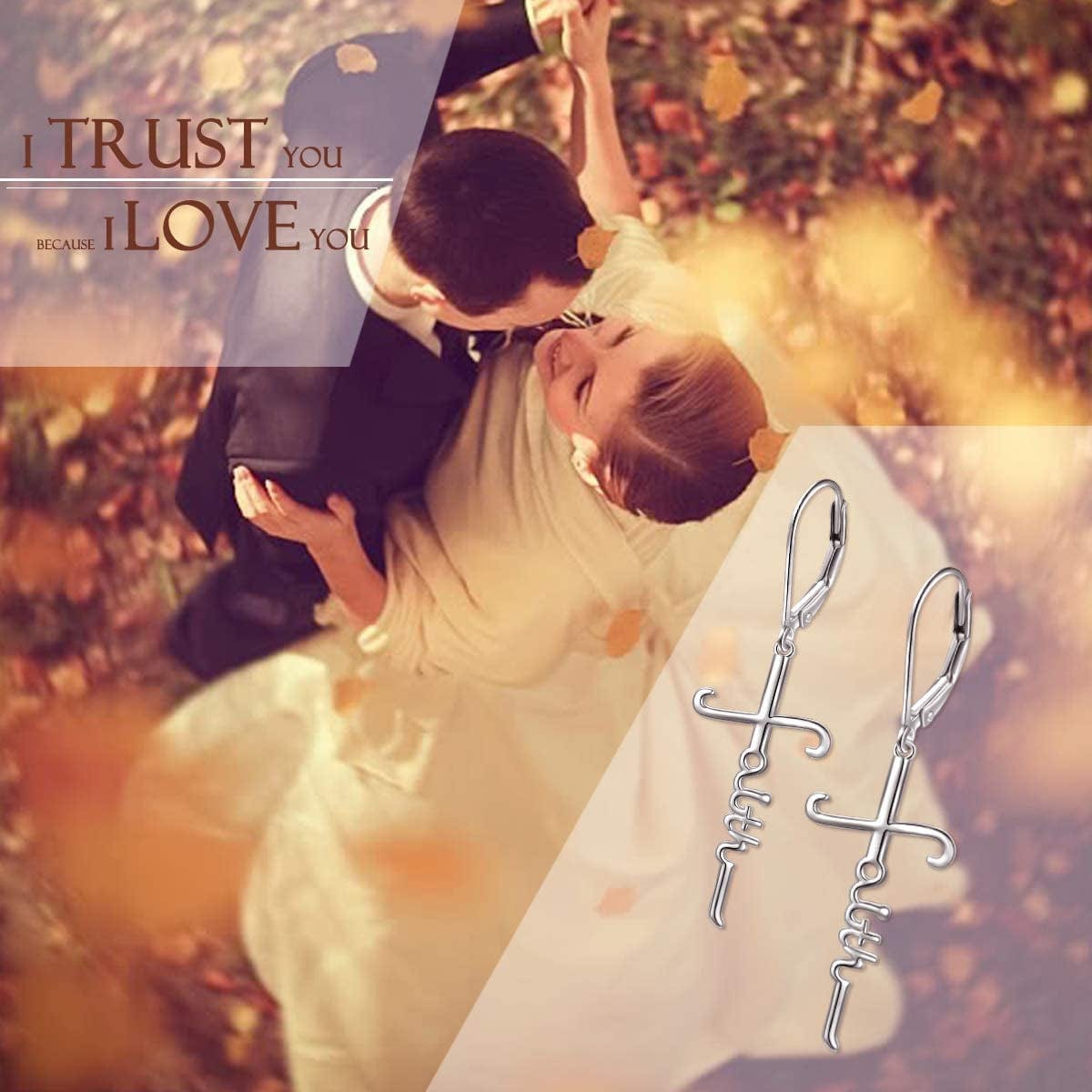 925 Sterling Silver Infinity Love of God Simple Dainty Faith Cross Dangle Earrings Religious Gift for Women Girls