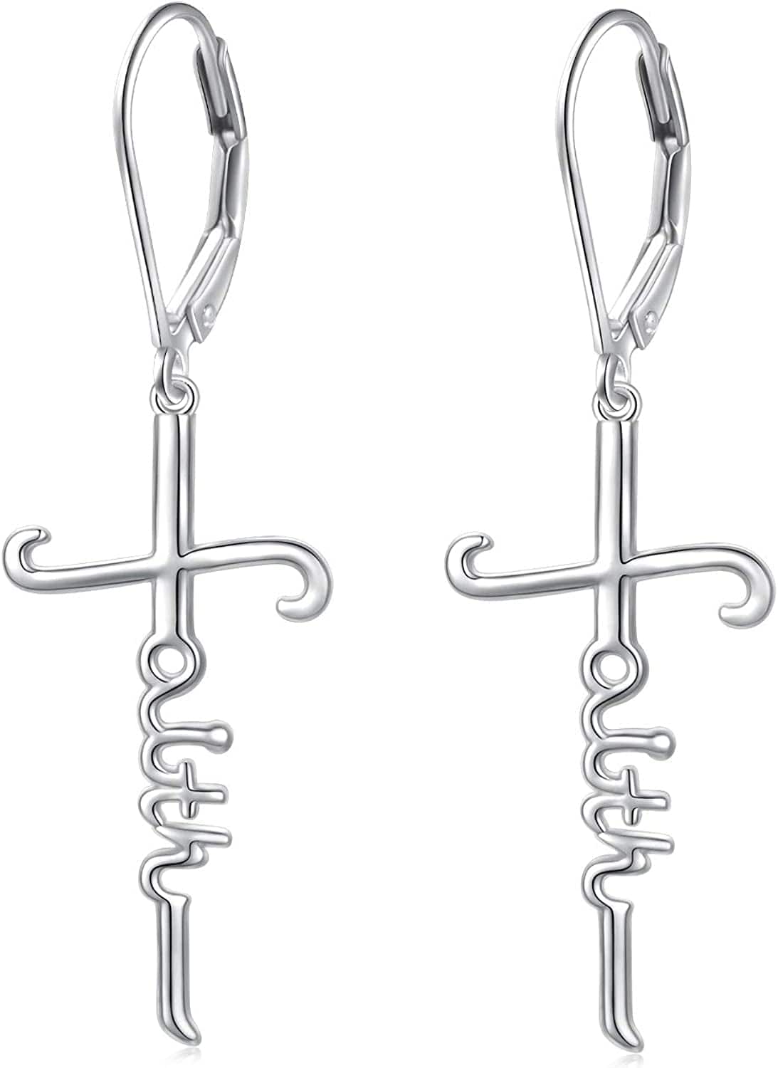 925 Sterling Silver Infinity Love of God Simple Dainty Faith Cross Dangle Earrings Religious Gift for Women Girls Fishhook