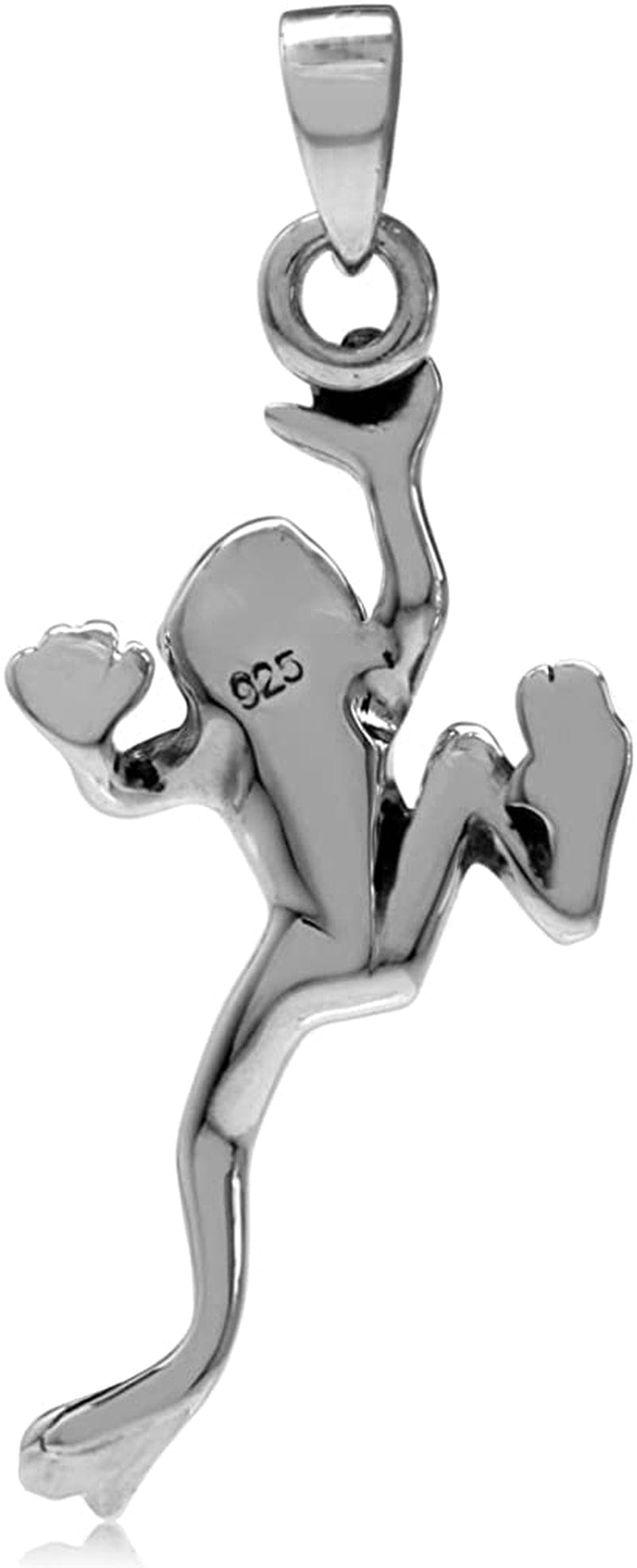925 Sterling Silver Leaping Climbing Frog Pendant