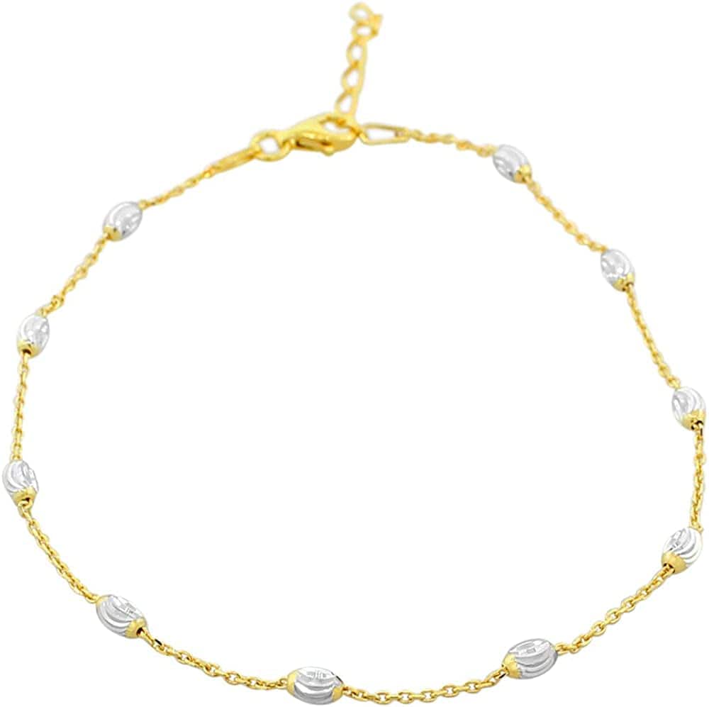 925 Sterling Silver Link Chain Anklet Bracelet Apparel & Accessories > Jewelry > Anklets My Daily Styles Yellow and White