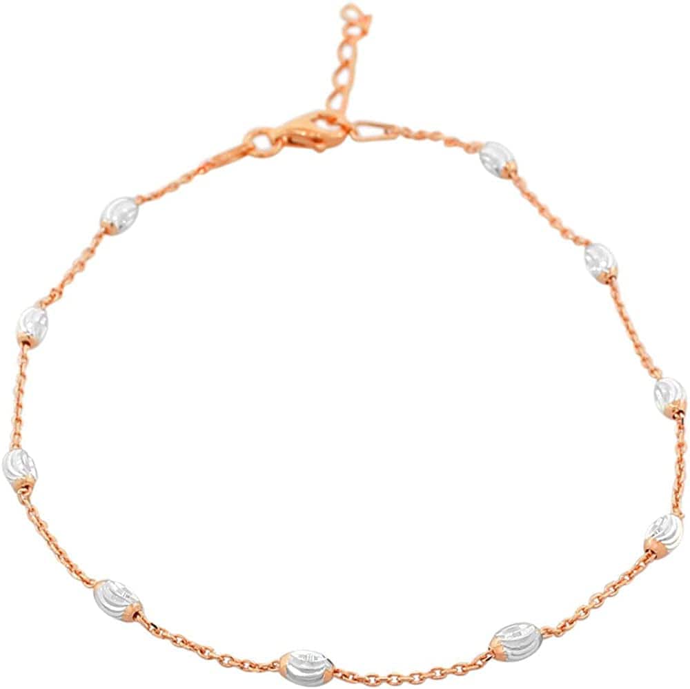 925 Sterling Silver Link Chain Anklet Bracelet Apparel & Accessories > Jewelry > Anklets My Daily Styles Pink and White