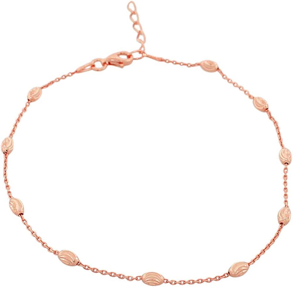 925 Sterling Silver Link Chain Anklet Bracelet Apparel & Accessories > Jewelry > Anklets My Daily Styles Pink