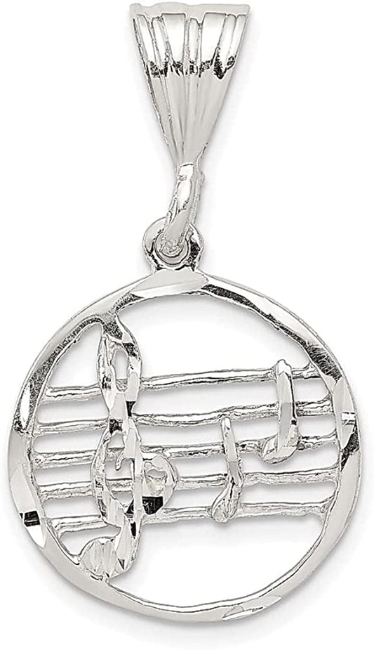 925 Sterling Silver Music Staff Charm Necklace Pendant Musical Fine Jewelry for Women Gifts for Her