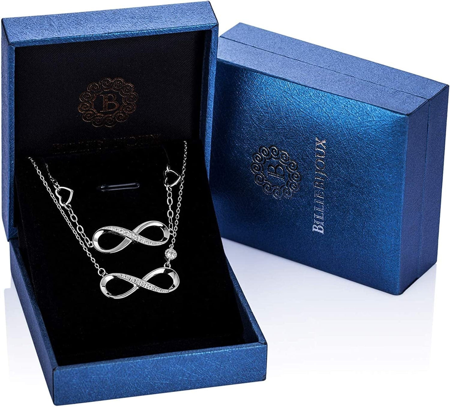 925 Sterling Silver Necklace Bracelet Jewelry Sets β Infinity Love Jewelry Sets White Gold Plated Diamond Women Necklace Mother'S Day Gift for Women Girls