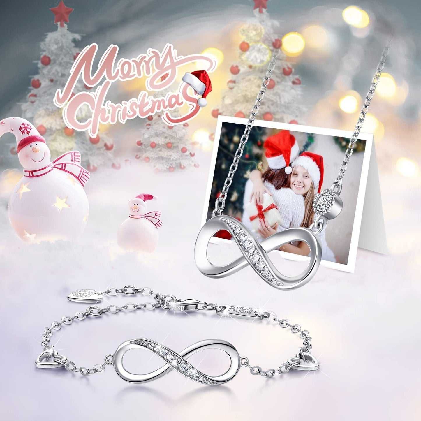 925 Sterling Silver Necklace Bracelet Jewelry Sets β Infinity Love Jewelry Sets White Gold Plated Diamond Women Necklace Mother'S Day Gift for Women Girls