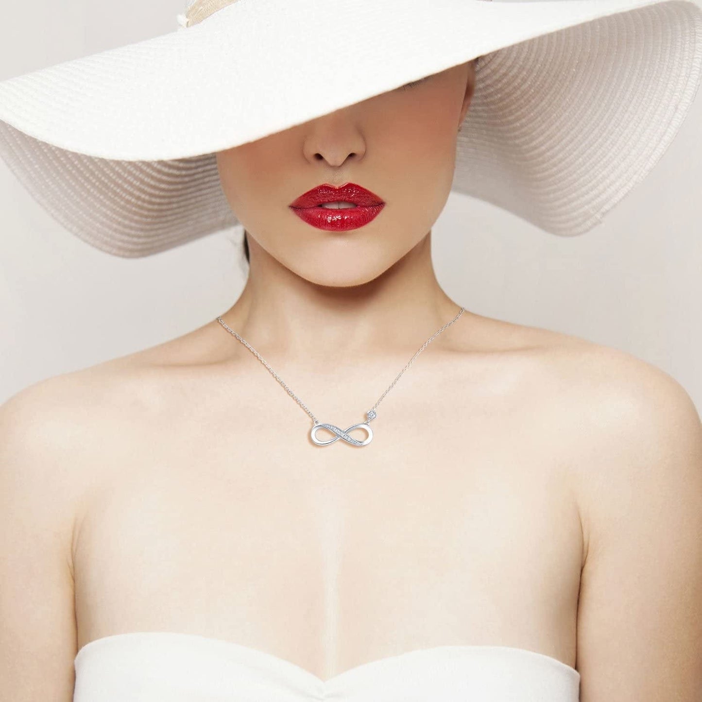 925 Sterling Silver Necklace Bracelet Jewelry Sets β Infinity Love Jewelry Sets White Gold Plated Diamond Women Necklace Mother'S Day Gift for Women Girls