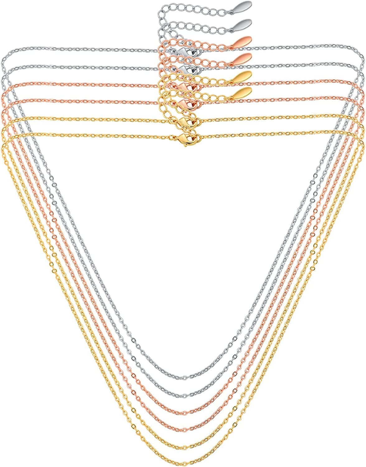 925 Sterling Silver Necklace Extenders Adjustable Extension Chain for Necklace Bracelet Anklet 2 Pcs Apparel & Accessories > Jewelry > Anklets VOLUKA E-Adjustable link chain