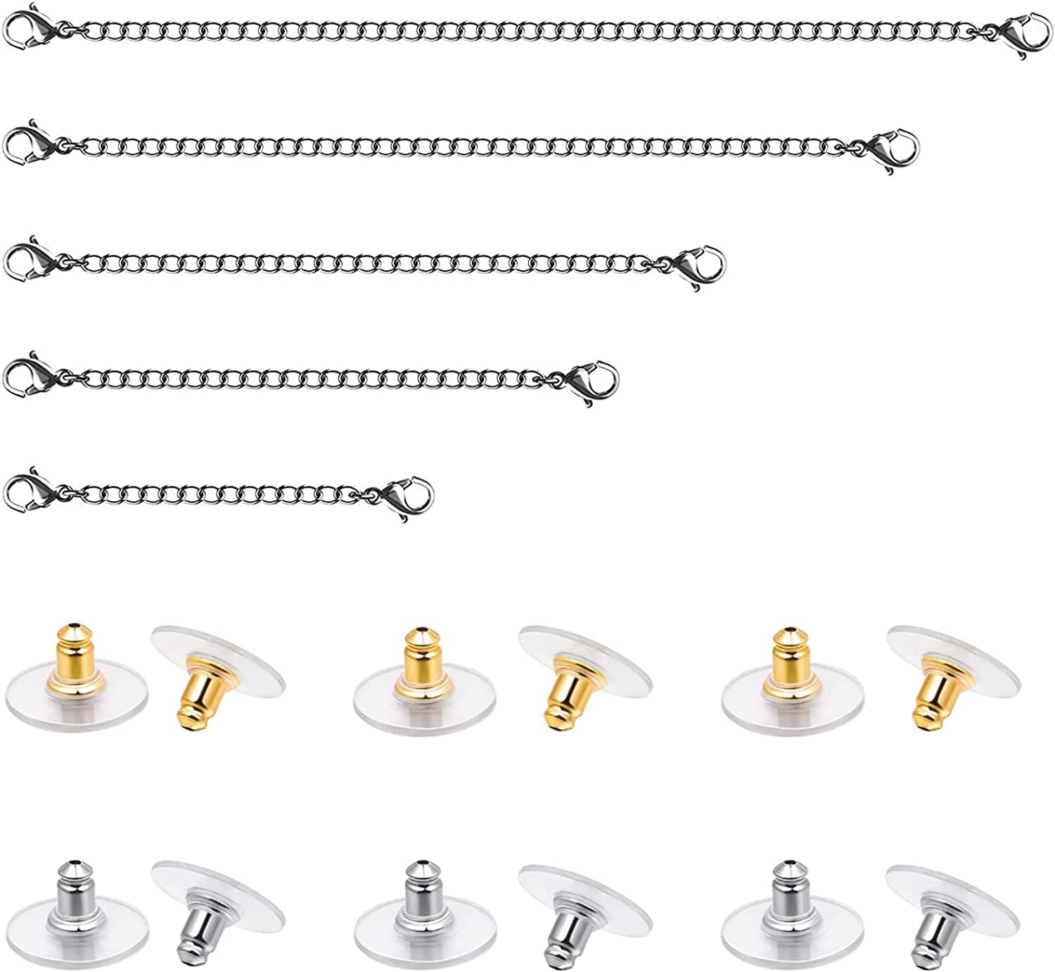 925 Sterling Silver Necklace Extenders Adjustable Extension Chain for Necklace Bracelet Anklet 2 Pcs Apparel & Accessories > Jewelry > Anklets VOLUKA D-5 necklace extender&6 earring backs