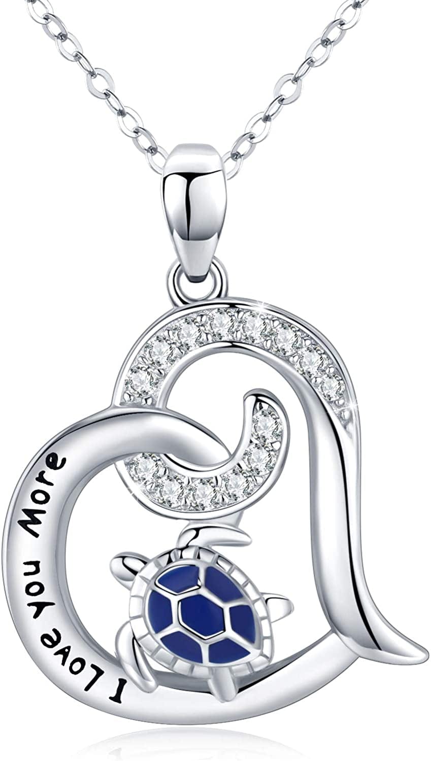 925 Sterling Silver Necklace Pendant Jewelry Women Birthday Stocking Stuffers for Her… Engravement: I love you more