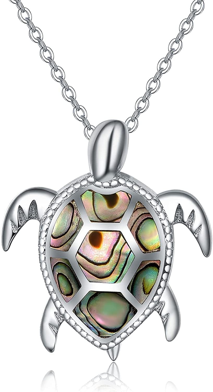 925 Sterling Silver Necklace Pendant Jewelry Women Birthday Stocking Stuffers for Her… Natural Abalone-C