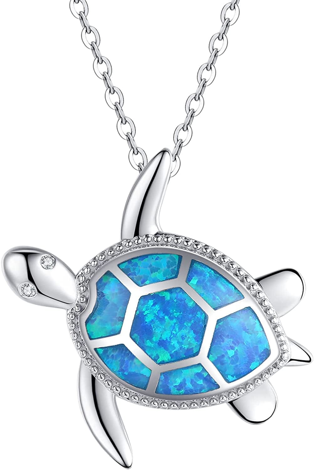 925 Sterling Silver Necklace Pendant Jewelry Women Birthday Stocking Stuffers for Her… Blue Opal