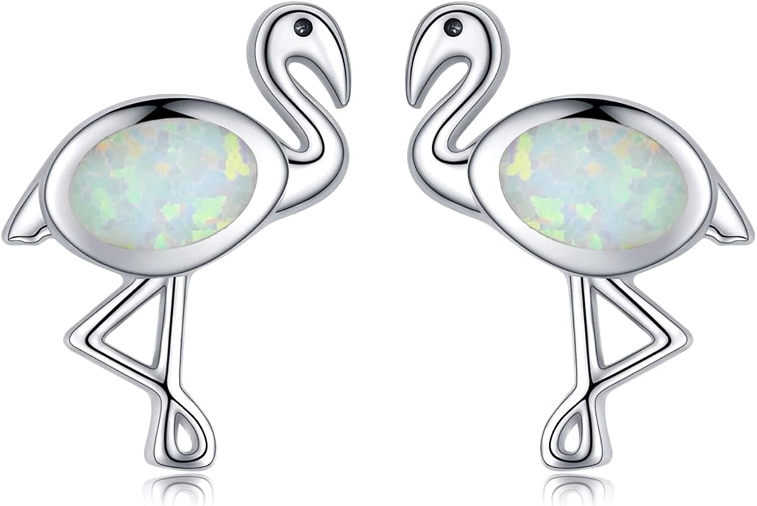 925 Sterling Silver Opal Animal Studs Earrings for Sensitive Ears Jewelry Gifts for Women Girls Flamingo