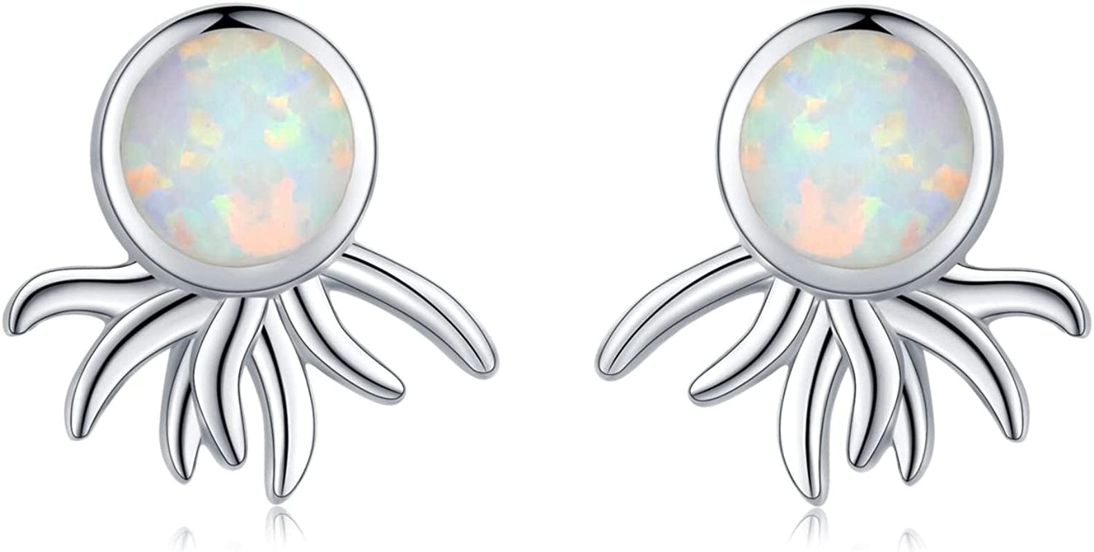 925 Sterling Silver Opal Animal Studs Earrings for Sensitive Ears Jewelry Gifts for Women Girls Octopus