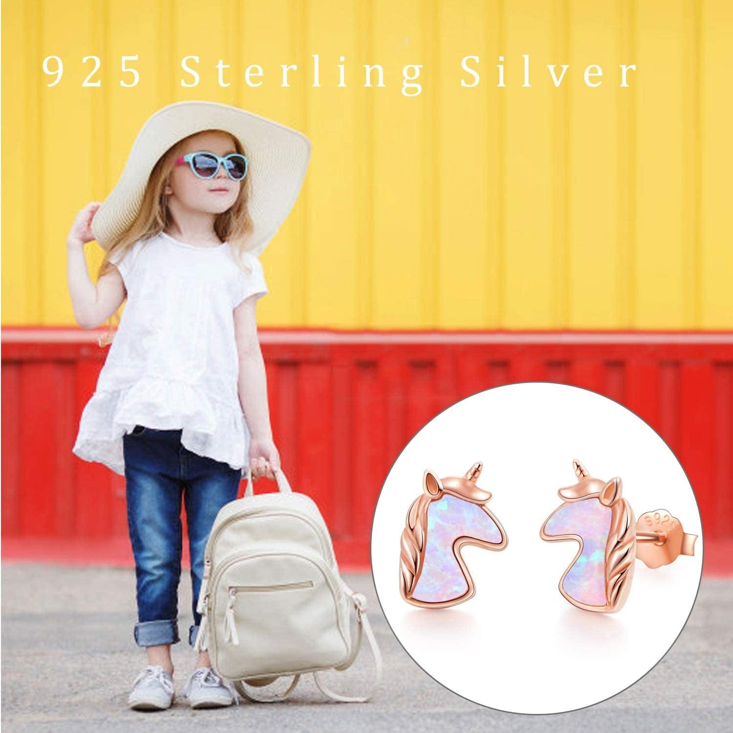 925 Sterling Silver Opal Animal Studs Earrings for Sensitive Ears Jewelry Gifts for Women Girls