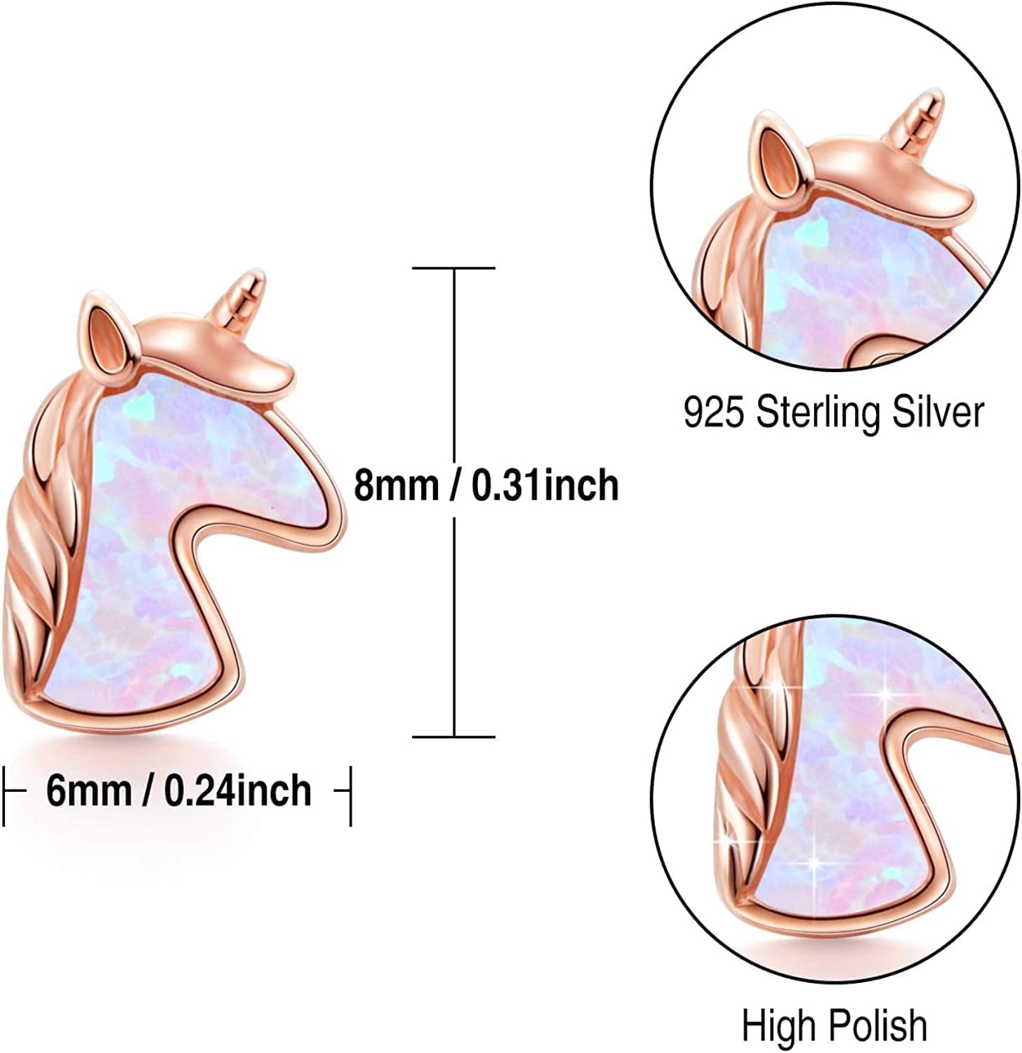 925 Sterling Silver Opal Animal Studs Earrings for Sensitive Ears Jewelry Gifts for Women Girls